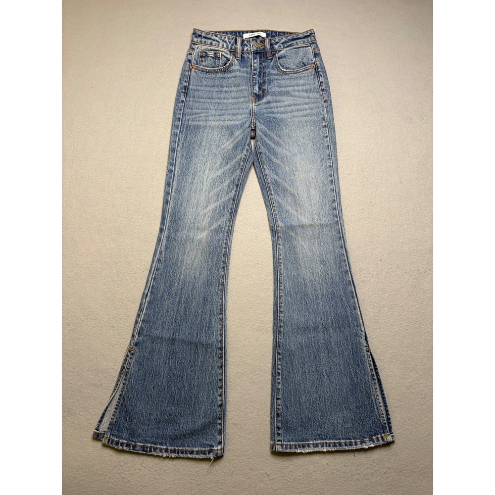 Willow + Root Flare Jeans Womens 23 Blue The Flared Out High Rise Side Slit